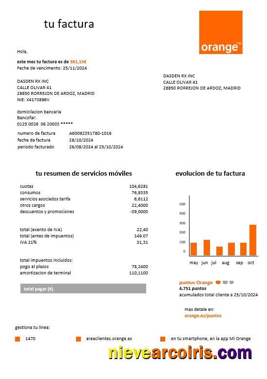 Spain Orange easy fillable business utility bill